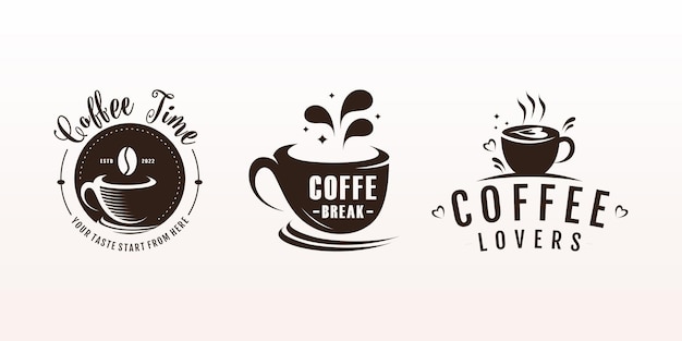 Diseño de logotipo de vector de café con concepto único Vector Premium