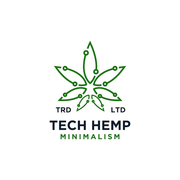 Diseño de logotipo de vector de cáñamo de tecnología premium