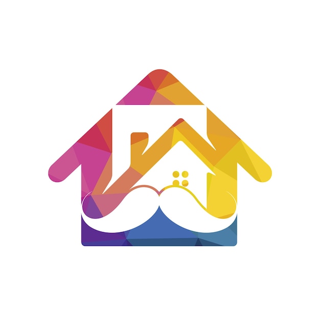 Diseño de logotipo de vector de casa de bigote