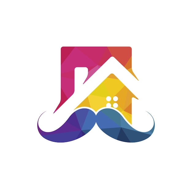 Diseño de logotipo de vector de casa de bigote