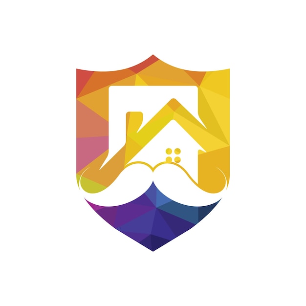 Diseño de logotipo de vector de casa de bigote
