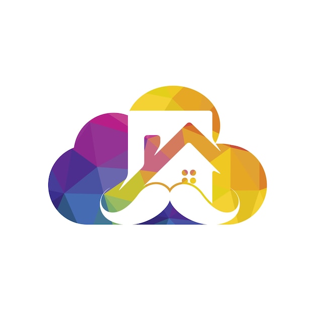 Diseño de logotipo de vector de casa de bigote
