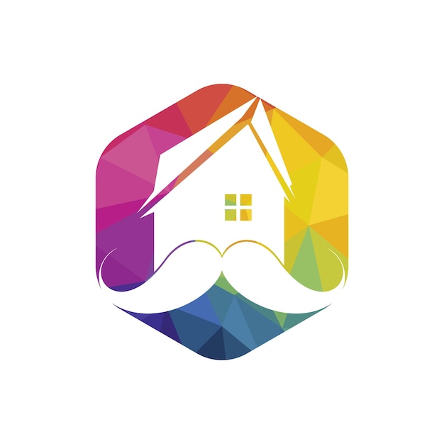 Diseño de logotipo de vector de casa de bigote