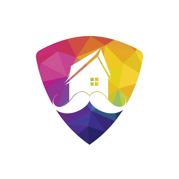 Diseño de logotipo de vector de casa de bigote