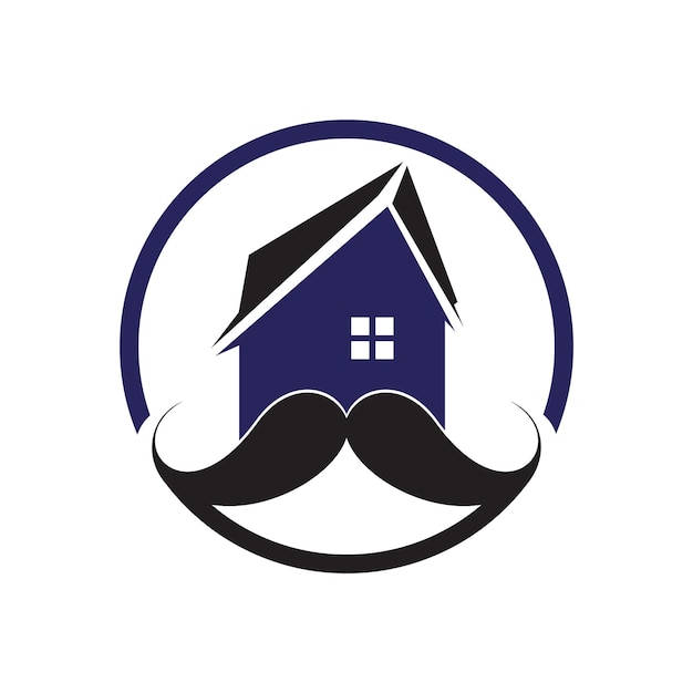 Diseño de logotipo de vector de casa de bigote