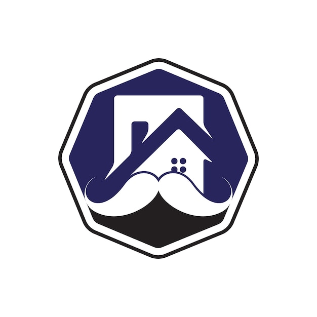 Diseño de logotipo de vector de casa de bigote