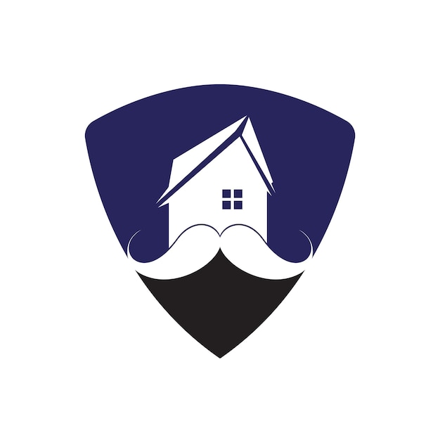 Diseño de logotipo de vector de casa de bigote