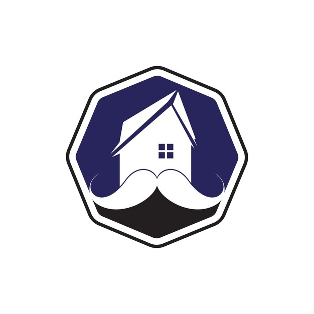 Diseño de logotipo de vector de casa de bigote