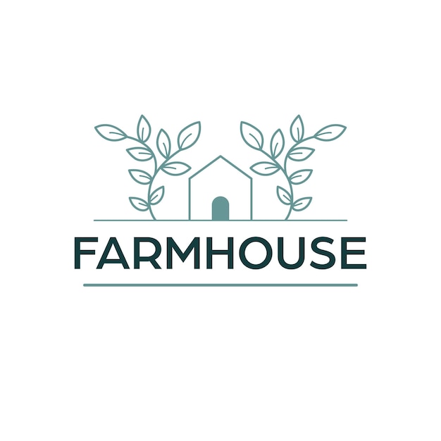 Diseño de logotipo de vector de casa de campo Plantilla de logotipo abstracto de casa y hojas Jardinería y agricultura