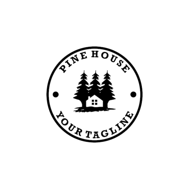 Diseño de logotipo de vector de casa de pino