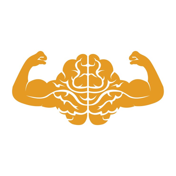 Vector diseño de logotipo de vector de cerebro fuerte cerebro con bíceps doble fuerte