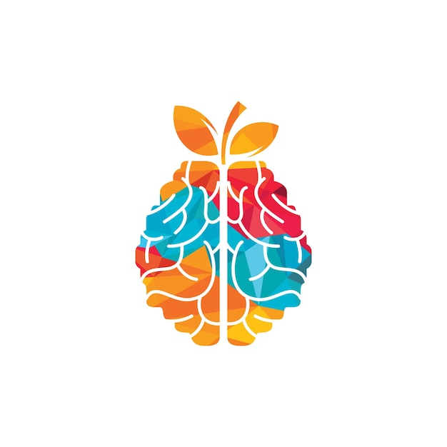 Diseño de logotipo de vector de cerebro naranja