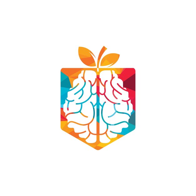 Diseño de logotipo de vector de cerebro naranja