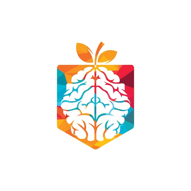 Diseño de logotipo de vector de cerebro naranja