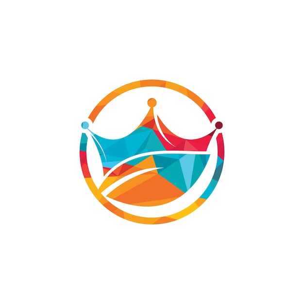 Diseño del logotipo del vector de la corona de la hoja