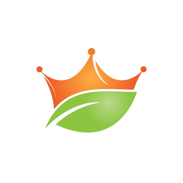 Diseño del logotipo del vector de la corona de la hoja