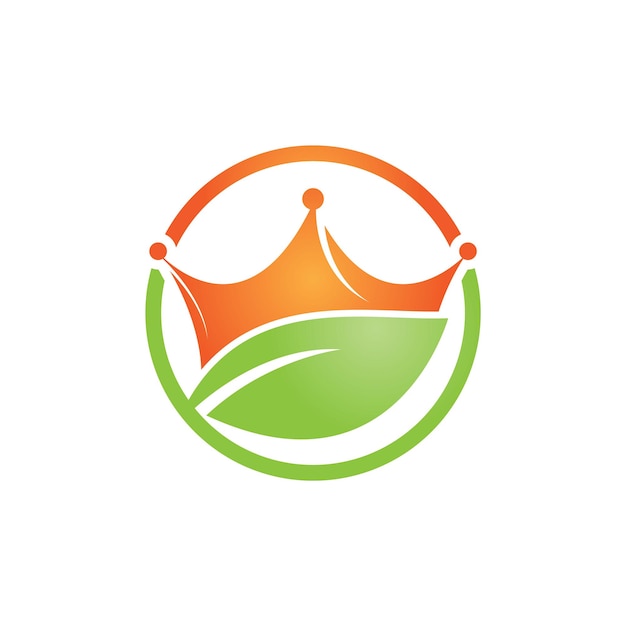 Diseño del logotipo del vector de la corona de la hoja