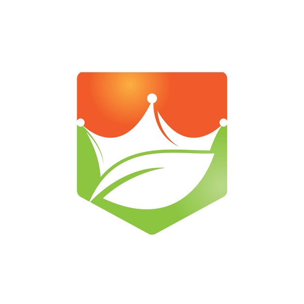 Diseño del logotipo del vector de la corona de la hoja