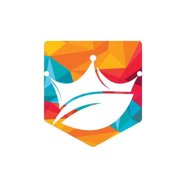 Diseño del logotipo del vector de la corona de la hoja