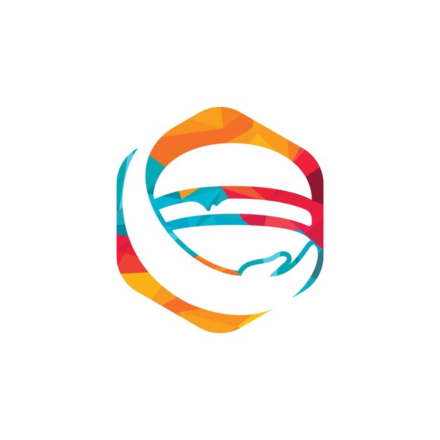 Diseño del logotipo del vector de cuidado de hamburguesas