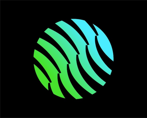 Diseño de logotipo de vector de degradado moderno futurista geométrico único de huella digital de forma de círculo abstracto