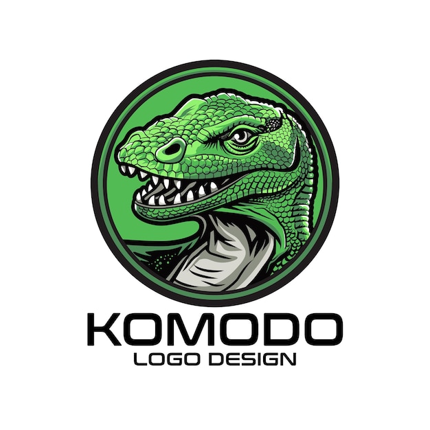 Diseño del logotipo del vector de dibujos animados de Komodo Dragon