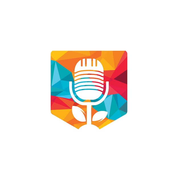 Diseño del logotipo del vector de ecología de la naturaleza de la hoja de podcast