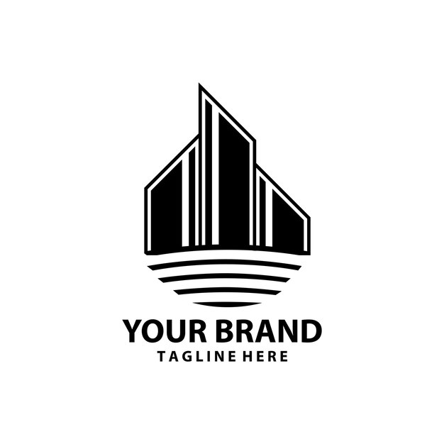 diseño de logotipo de vector de edificio arquitectónico abstracto