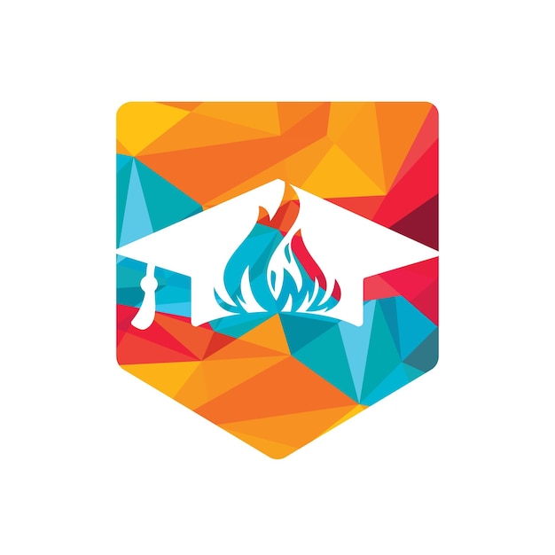 Diseño de logotipo de vector de educación caliente Capas de graduación con diseño vectorial de icono de fuego
