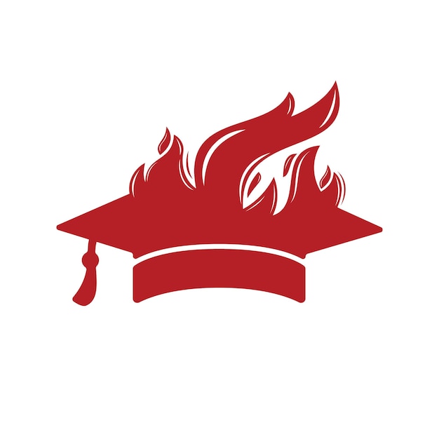 Diseño de logotipo de vector de educación caliente Capas de graduación con diseño vectorial de icono de fuego