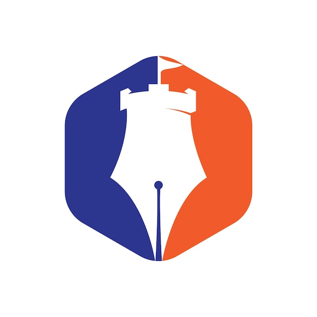 Diseño de logotipo de vector de educación de pluma de castillo