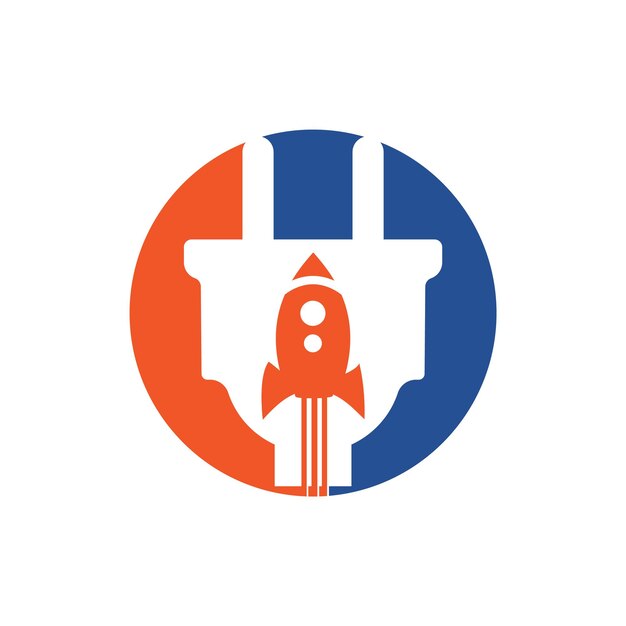 Diseño del logotipo del vector de enchufe eléctrico y cohete