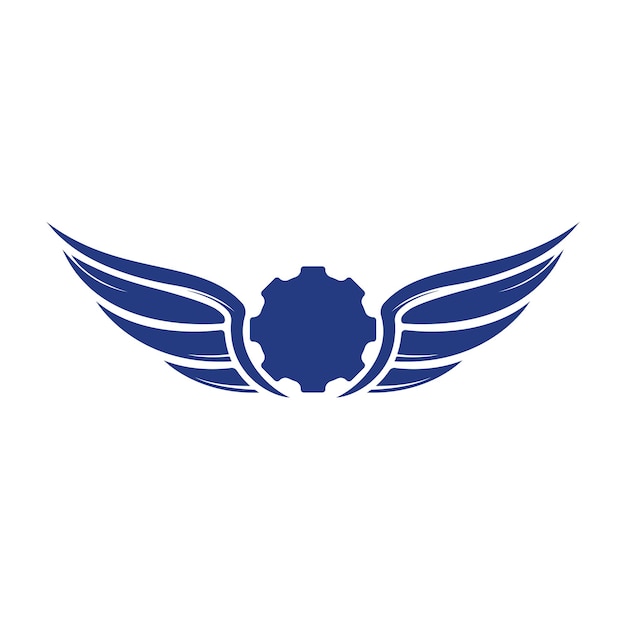 Diseño de logotipo de vector de engranaje alado