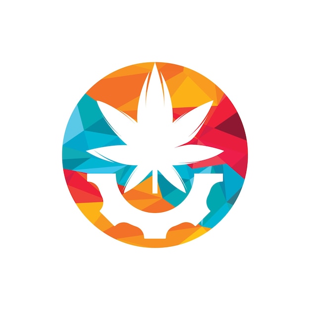 Diseño de logotipo de vector de engranaje y cannabis