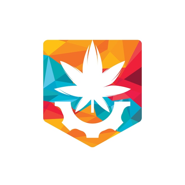 Diseño de logotipo de vector de engranaje y cannabis