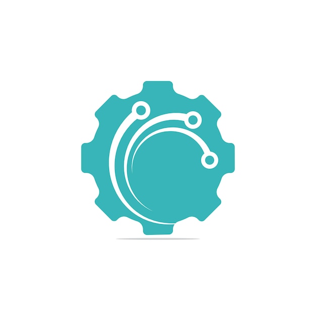 Diseño del logotipo del vector de engranajes tecnológicos. Este logotipo es adecuado para fábrica, industrial, tecnología, sitio web