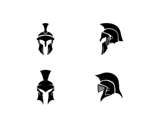 Diseño de logotipo y vector espartano casco y cabeza.