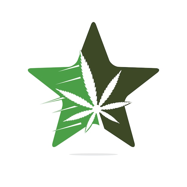 Vector diseño de logotipo de vector estrella y hoja de cannabis