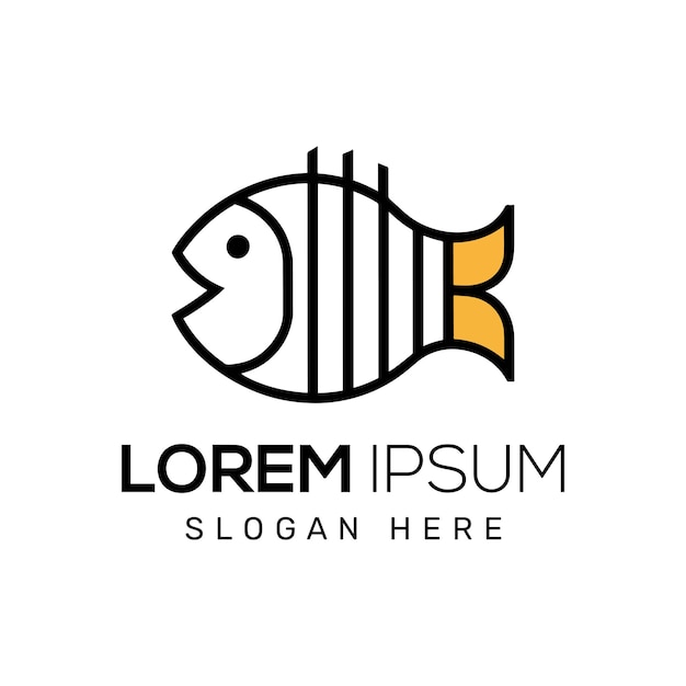 Diseño del logotipo de Vector Fish Ilustración negra plana