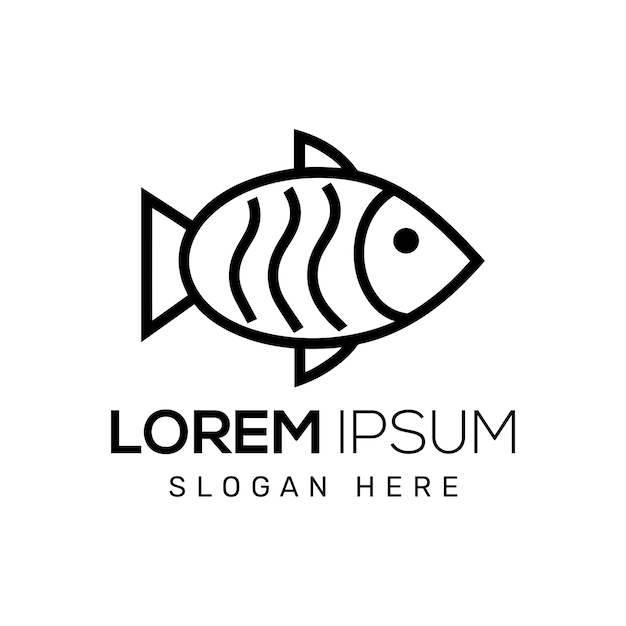 Diseño del logotipo de Vector Fish Ilustración negra plana
