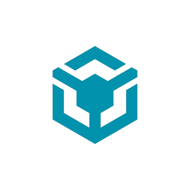 diseño de logotipo de vector de flecha geométrico de cubo hexágono de caja