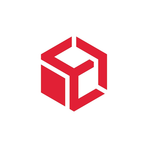 diseño de logotipo de vector de flecha geométrico de cubo hexágono de caja