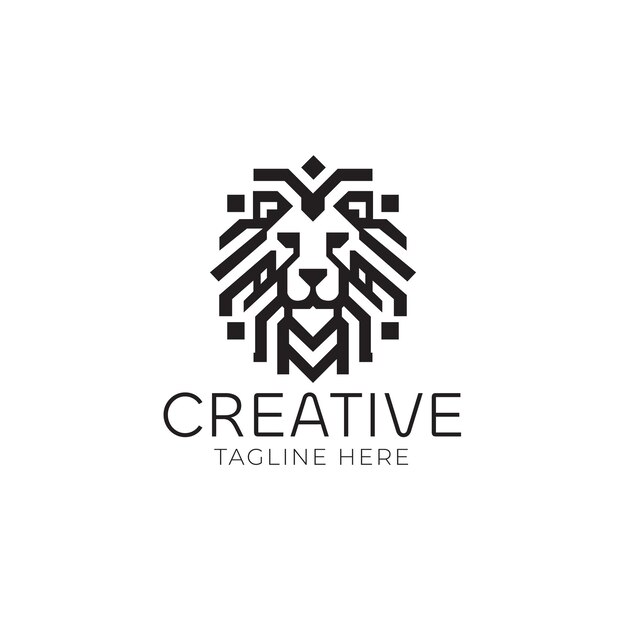 Diseño del logotipo del vector geométrico de la cabeza de león