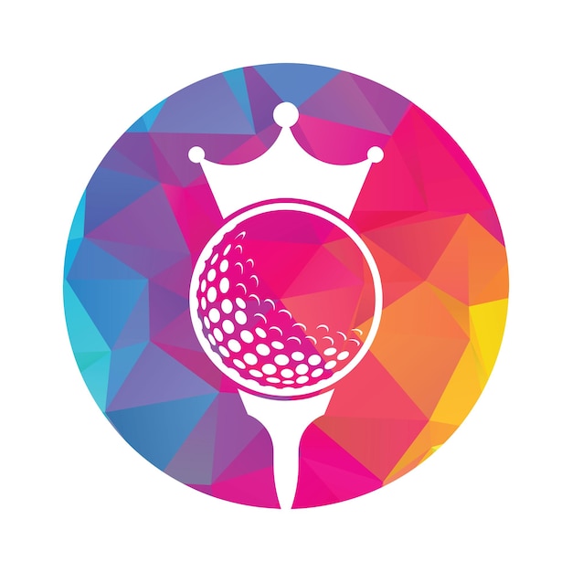 Vector diseño de logotipo de vector de golf king pelota de golf con icono de vector de corona