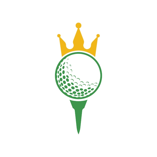 Diseño de logotipo de vector de golf rey. Pelota de golf con icono de vector de corona.