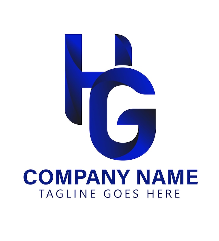Vector diseño de logotipo de vector de gradiente de color azul de letra hg o gh para negocios de puesta en marcha