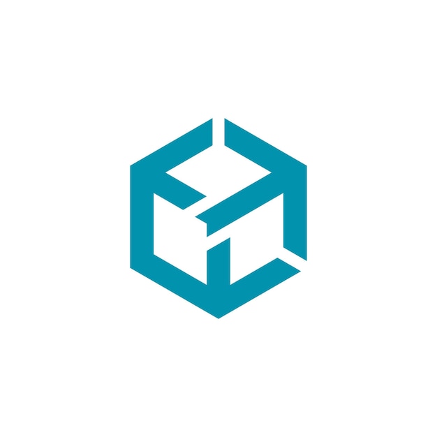 Diseño del logotipo del vector hexágono de la flecha geométrica del cubo de la caja