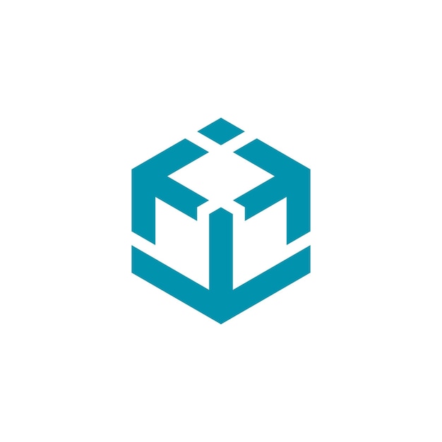 Diseño del logotipo del vector hexágono de la flecha geométrica del cubo de la caja