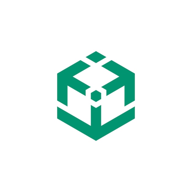 Diseño del logotipo del vector hexágono de la flecha geométrica del cubo de la caja