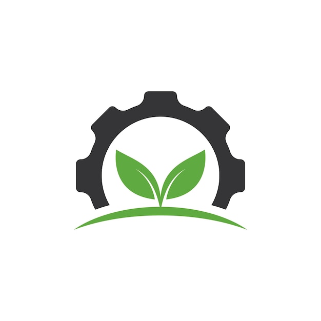 Diseño del logotipo del vector de la hoja de engranaje